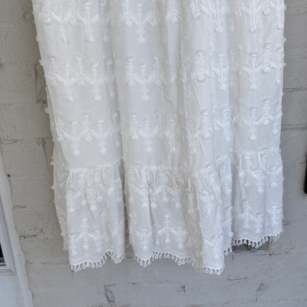 Zara White Embroidered Lace Boho Midi Dress Size Small - Picture 8 of 13